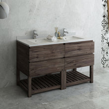 Load image into Gallery viewer, Fresca Formosa 58&quot; Floor Standing Open Bottom Double Sink Modern Bathroom Cabinet- Fresca