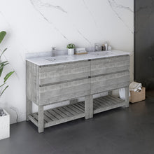 Load image into Gallery viewer, Fresca Formosa 60&quot; Floor Standing Open Bottom Double Sink Modern Bathroom Cabinet w/ Top &amp; Sinks in Ash- Fresca