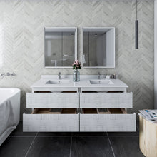 Load image into Gallery viewer, Fresca Formosa 60&quot; Wall Hung Double Sink Modern Bathroom Cabinet w/ Top &amp; Sinks in Rustic White- Fresca