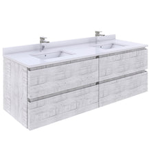 Load image into Gallery viewer, Fresca Formosa 60&quot; Wall Hung Double Sink Modern Bathroom Cabinet w/ Top &amp; Sinks in Rustic White- Fresca
