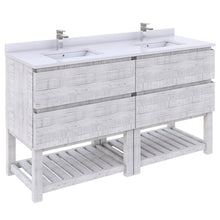 Load image into Gallery viewer, Fresca Formosa 58&quot; Floor Standing Open Bottom Double Sink Modern Bathroom Cabinet in Rustic White- Fresca