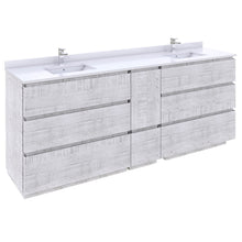 Load image into Gallery viewer, Fresca Formosa 84&quot; Wall Hung Double Sink Modern Bathroom Cabinet w/ Top &amp; Sinks in Rustic White- Fresca