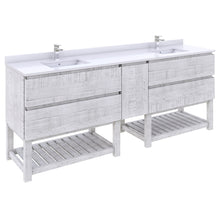 Load image into Gallery viewer, Fresca Formosa 84&quot; Floor Standing Open Bottom Double Sink Modern Bathroom Cabinet w/ Top &amp; Sinks in Rustic White- Fresca