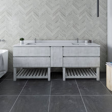 Load image into Gallery viewer, Fresca Formosa 82&quot; Floor Standing Open Bottom Double Sink Modern Bathroom Cabinet in Rustic White- Fresca