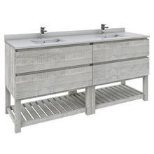 Load image into Gallery viewer, Fresca Formosa 72&quot; Floor Standing Open Bottom Double Sink Modern Bathroom Cabinet w/ Top &amp; Sinks in Ash- Fresca