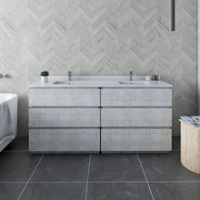Load image into Gallery viewer, Fresca Formosa 72&quot; Floor Standing Double Sink Modern Bathroom Cabinet w/ Top &amp; Sinks in Rustic White- Fresca