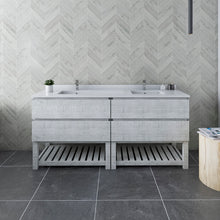 Load image into Gallery viewer, Fresca Formosa 72&quot; Floor Standing Open Bottom Double Sink Modern Bathroom Cabinet w/ Top &amp; Sinks in Rustic White- Fresca