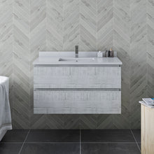 Load image into Gallery viewer, Fresca Formosa 36&quot; Wall Hung Modern Bathroom Cabinet w/ Top &amp; Sink in Rustic White- Fresca