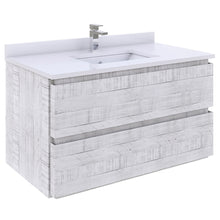 Load image into Gallery viewer, Fresca Formosa 36&quot; Wall Hung Modern Bathroom Cabinet w/ Top &amp; Sink in Rustic White- Fresca