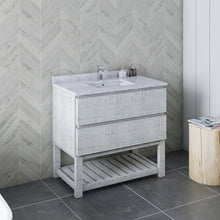 Load image into Gallery viewer, Fresca Formosa 36&quot; Floor Standing Open Bottom Modern Bathroom Cabinet w/ Top &amp; Sink in Rustic White- Fresca