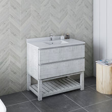 Load image into Gallery viewer, Fresca Formosa 36&quot; Floor Standing Open Bottom Modern Bathroom Cabinet w/ Top &amp; Sink in Rustic White- Fresca