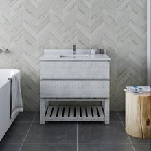 Load image into Gallery viewer, Fresca Formosa 36&quot; Floor Standing Open Bottom Modern Bathroom Cabinet w/ Top &amp; Sink in Rustic White- Fresca