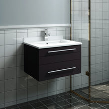 Load image into Gallery viewer, Fresca Lucera 24&quot; Espresso Wall Hung Modern Bathroom Cabinet w/ Top &amp; Undermount Sink- Fresca
