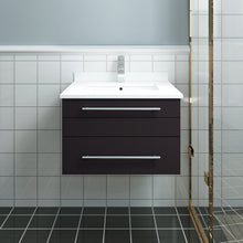 Load image into Gallery viewer, Fresca Lucera 24&quot; Espresso Wall Hung Modern Bathroom Cabinet w/ Top &amp; Undermount Sink- Fresca