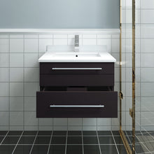 Load image into Gallery viewer, Fresca Lucera 24&quot; Espresso Wall Hung Modern Bathroom Cabinet w/ Top &amp; Undermount Sink- Fresca
