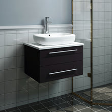 Load image into Gallery viewer, Fresca Lucera 24&quot; Espresso Wall Hung Modern Bathroom Cabinet w/ Top &amp; Vessel Sink- Fresca