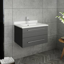Load image into Gallery viewer, Fresca Lucera 24&quot; Gray Wall Hung Modern Bathroom Cabinet w/ Top &amp; Undermount Sink- Fresca