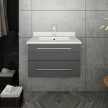 Load image into Gallery viewer, Fresca Lucera 24&quot; Gray Wall Hung Modern Bathroom Cabinet w/ Top &amp; Undermount Sink- Fresca