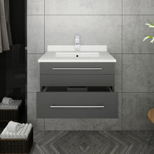 Load image into Gallery viewer, Fresca Lucera 24&quot; Gray Wall Hung Modern Bathroom Cabinet w/ Top &amp; Undermount Sink- Fresca