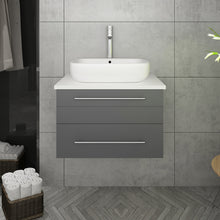 Load image into Gallery viewer, Fresca Lucera 24&quot; Gray Wall Hung Modern Bathroom Cabinet w/ Top &amp; Vessel Sink- Fresca