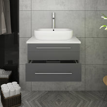 Load image into Gallery viewer, Fresca Lucera 24&quot; Gray Wall Hung Modern Bathroom Cabinet w/ Top &amp; Vessel Sink- Fresca