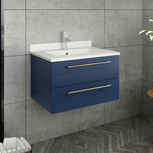Load image into Gallery viewer, Fresca Lucera 24&quot; Royal Blue Wall Hung Modern Bathroom Cabinet w/ Top &amp; Undermount Sink- Fresca