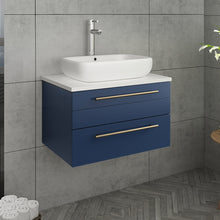 Load image into Gallery viewer, Fresca Lucera 24&quot; Royal Blue Wall Hung Modern Bathroom Cabinet w/ Top &amp; Vessel Sink- Fresca