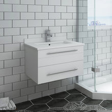 Load image into Gallery viewer, Fresca Lucera 24&quot; White Wall Hung Modern Bathroom Cabinet w/ Top &amp; Undermount Sink- Fresca