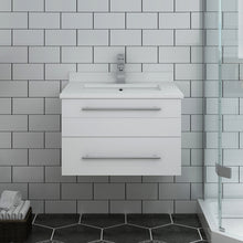 Load image into Gallery viewer, Fresca Lucera 24&quot; White Wall Hung Modern Bathroom Cabinet w/ Top &amp; Undermount Sink- Fresca