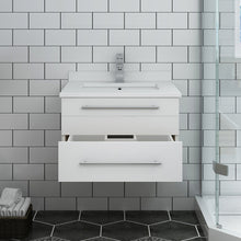 Load image into Gallery viewer, Fresca Lucera 24&quot; White Wall Hung Modern Bathroom Cabinet w/ Top &amp; Undermount Sink- Fresca