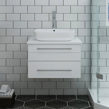 Load image into Gallery viewer, Fresca Lucera 24&quot; White Wall Hung Modern Bathroom Cabinet w/ Top &amp; Vessel Sink- Fresca