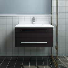 Load image into Gallery viewer, Fresca Lucera 30&quot; Espresso Wall Hung Modern Bathroom Cabinet w/ Top &amp; Undermount Sink- Fresca