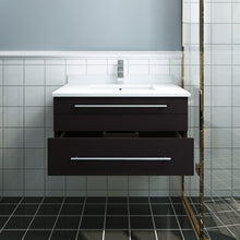 Load image into Gallery viewer, Fresca Lucera 30&quot; Espresso Wall Hung Modern Bathroom Cabinet w/ Top &amp; Undermount Sink- Fresca