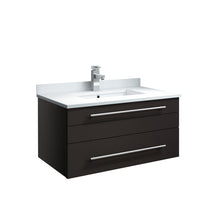 Load image into Gallery viewer, Fresca Lucera 30&quot; Espresso Wall Hung Modern Bathroom Cabinet w/ Top &amp; Undermount Sink- Fresca