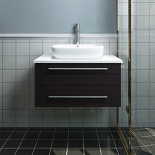 Load image into Gallery viewer, Fresca Lucera 30&quot; Espresso Wall Hung Modern Bathroom Cabinet w/ Top &amp; Vessel Sink- Fresca