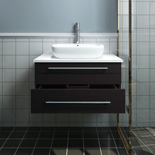 Load image into Gallery viewer, Fresca Lucera 30&quot; Espresso Wall Hung Modern Bathroom Cabinet w/ Top &amp; Vessel Sink- Fresca