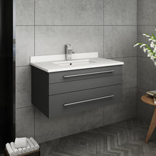 Load image into Gallery viewer, Fresca Lucera 30&quot; Gray Wall Hung Modern Bathroom Cabinet w/ Top &amp; Undermount Sink- Fresca
