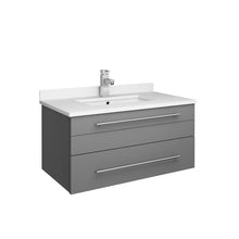 Load image into Gallery viewer, Fresca Lucera 30&quot; Gray Wall Hung Modern Bathroom Cabinet w/ Top &amp; Undermount Sink- Fresca