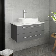 Load image into Gallery viewer, Fresca Lucera 30&quot; Gray Wall Hung Modern Bathroom Cabinet w/ Top &amp; Vessel Sink- Fresca