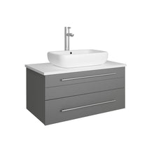 Load image into Gallery viewer, Fresca Lucera 30&quot; Gray Wall Hung Modern Bathroom Cabinet w/ Top &amp; Vessel Sink- Fresca
