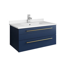 Load image into Gallery viewer, Fresca Lucera 30&quot; Royal Blue Wall Hung Modern Bathroom Cabinet w/ Top &amp; Undermount Sink- Fresca