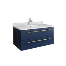 Load image into Gallery viewer, Fresca Lucera 30&quot; Royal Blue Wall Hung Modern Bathroom Cabinet w/ Top &amp; Undermount Sink- Fresca
