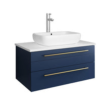 Load image into Gallery viewer, Fresca Lucera 30&quot; Royal Blue Wall Hung Modern Bathroom Cabinet w/ Top &amp; Vessel Sink- Fresca