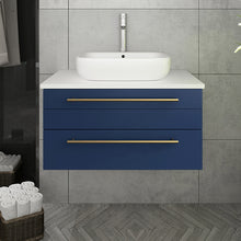 Load image into Gallery viewer, Fresca Lucera 30&quot; Royal Blue Wall Hung Modern Bathroom Cabinet w/ Top &amp; Vessel Sink- Fresca
