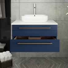 Load image into Gallery viewer, Fresca Lucera 30&quot; Royal Blue Wall Hung Modern Bathroom Cabinet w/ Top &amp; Vessel Sink- Fresca