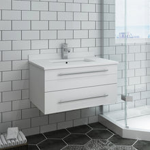 Load image into Gallery viewer, Fresca Lucera 30&quot; White Wall Hung Modern Bathroom Cabinet w/ Top &amp; Undermount Sink- Fresca