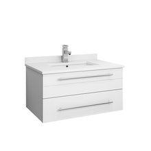 Load image into Gallery viewer, Fresca Lucera 30&quot; White Wall Hung Modern Bathroom Cabinet w/ Top &amp; Undermount Sink- Fresca