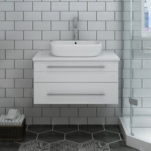 Load image into Gallery viewer, Fresca Lucera 30&quot; White Wall Hung Modern Bathroom Cabinet w/ Top &amp; Vessel Sink- Fresca