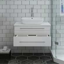 Load image into Gallery viewer, Fresca Lucera 30&quot; White Wall Hung Modern Bathroom Cabinet w/ Top &amp; Vessel Sink- Fresca