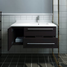 Load image into Gallery viewer, Fresca Lucera 36&quot; Espresso Wall Hung Modern Bathroom Cabinet w/ Top &amp; Undermount Sink - Right Version- Fresca